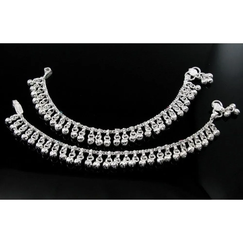Jingle Bells Solid Real Solid Silver Anklets Ankle chain Bracelet Kids Children's 6 inches