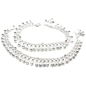 Jingle Bells Solid Silver Anklets Ankle chain Bracelet Kids Children's 6.5 Inch