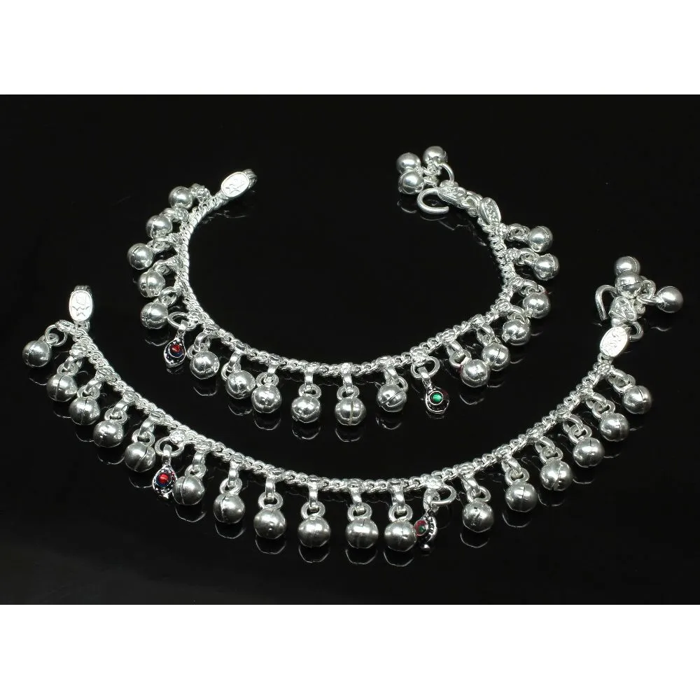 Jingle Bells toddler baby Silver Anklets chain Bracelet Kids Children's 6&quot;