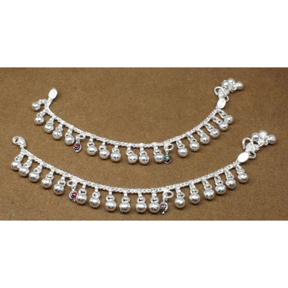 Jingle Bells toddler baby Silver Anklets chain Bracelet Kids Children's 6&quot;