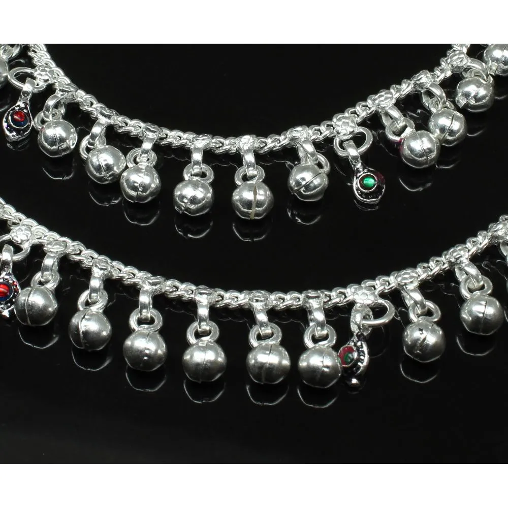 Jingle Bells toddler baby Silver Anklets chain Bracelet Kids Children's 6&quot;