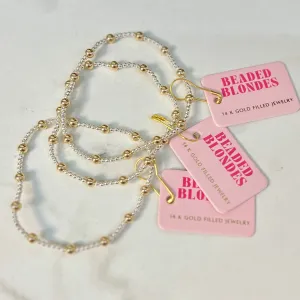 June Bracelet in Silver with Gold Beaded Bracelet: Standard 6.75 inch