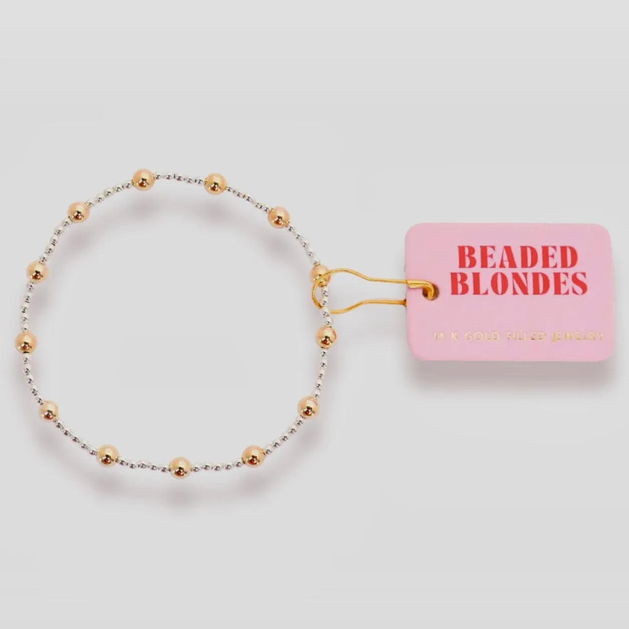 June Bracelet in Silver with Gold Beaded Bracelet: Standard 6.75 inch