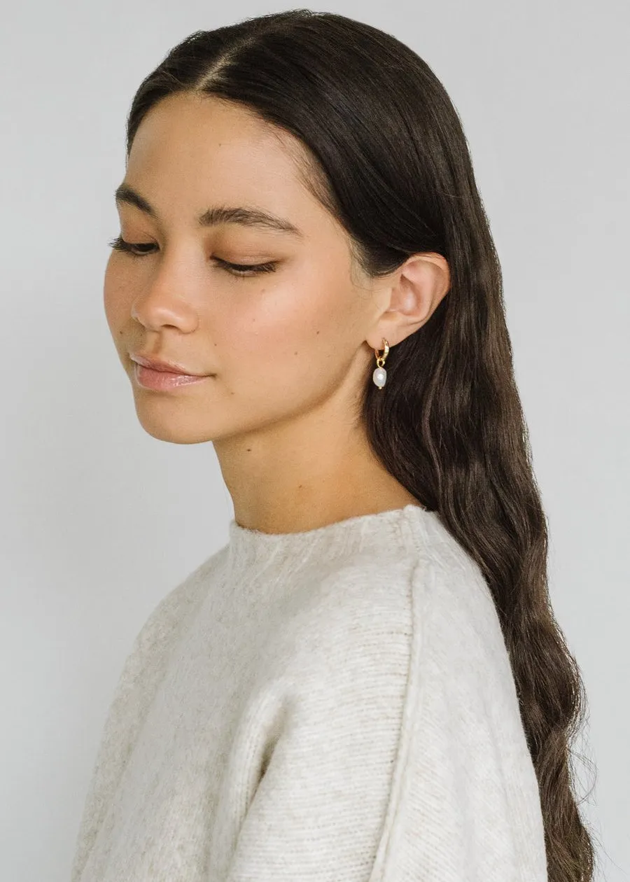 Kara Yoo: Anna Hoop Earrings   Pearl Drop Charms  - 14K Gold Filled