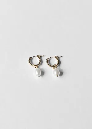 Kara Yoo: Anna Hoop Earrings   Pearl Drop Charms  - 14K Gold Filled