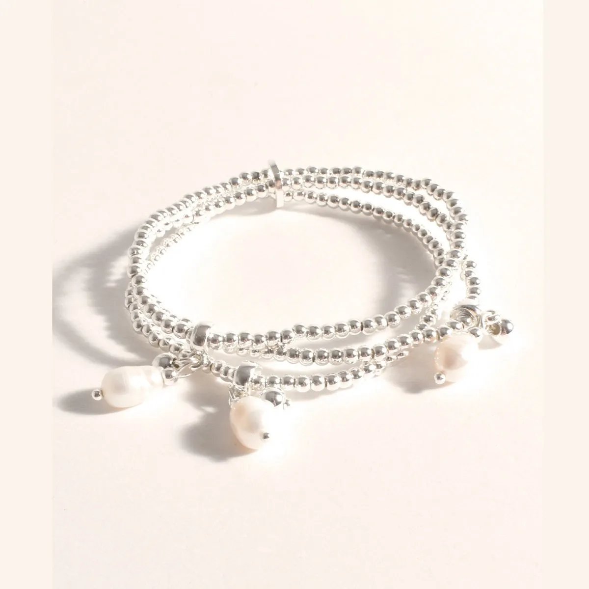 Kasper Pearl Stretch Bracelet Set (Silver)