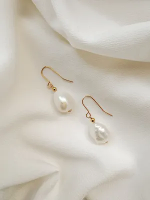 Keira Large Baroque Pearl Drop Earrings Gold/Silver