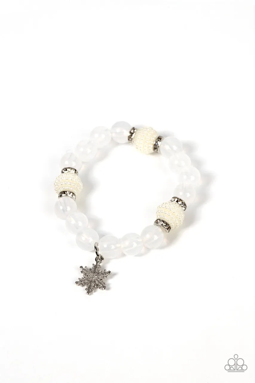 Kids' Starlet Shimmer Snowflake White Stretch Bracelet Set