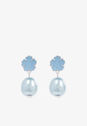 Kira Clover Pearl Drop Earrings
