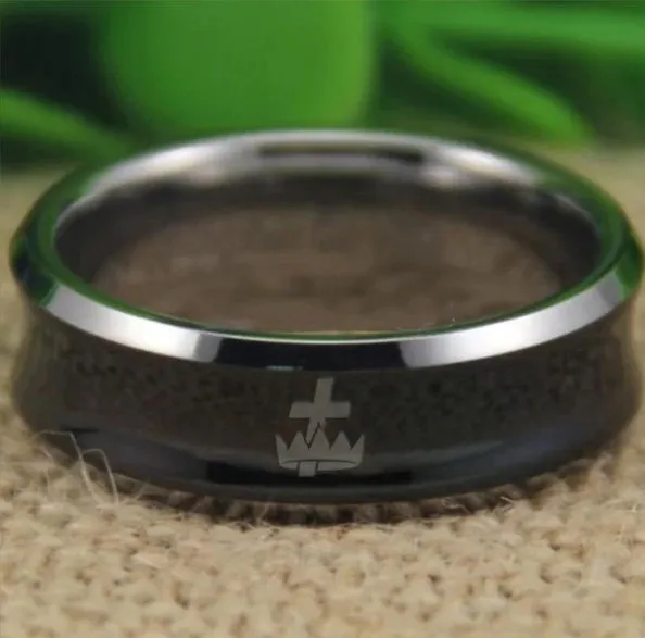 Knights Templar Ring - Black Silver Edges
