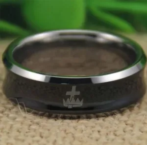 Knights Templar Ring - Black Silver Edges
