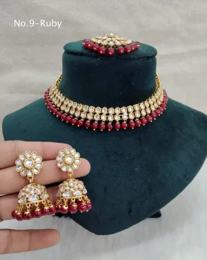 Kundan necklace Jewellery Set/ Gold kundan ruby Indian jewellery kundan boxes sets