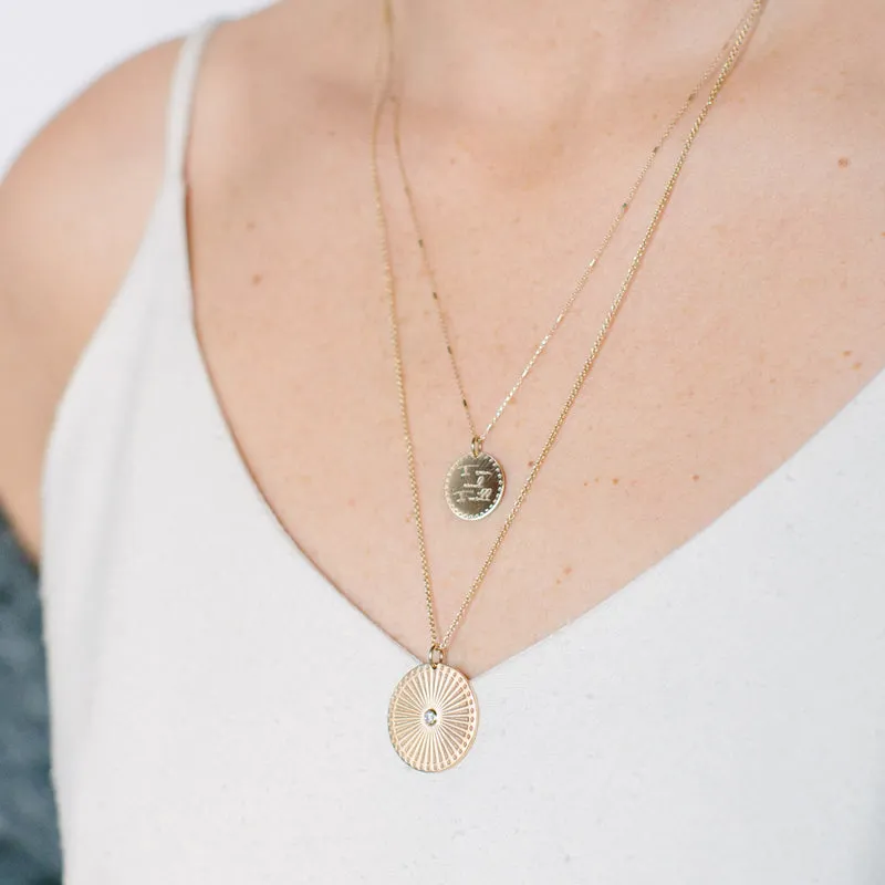Large Sunbeam Medallion Necklace in Yellow Gold