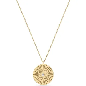 Large Sunbeam Medallion Necklace in Yellow Gold