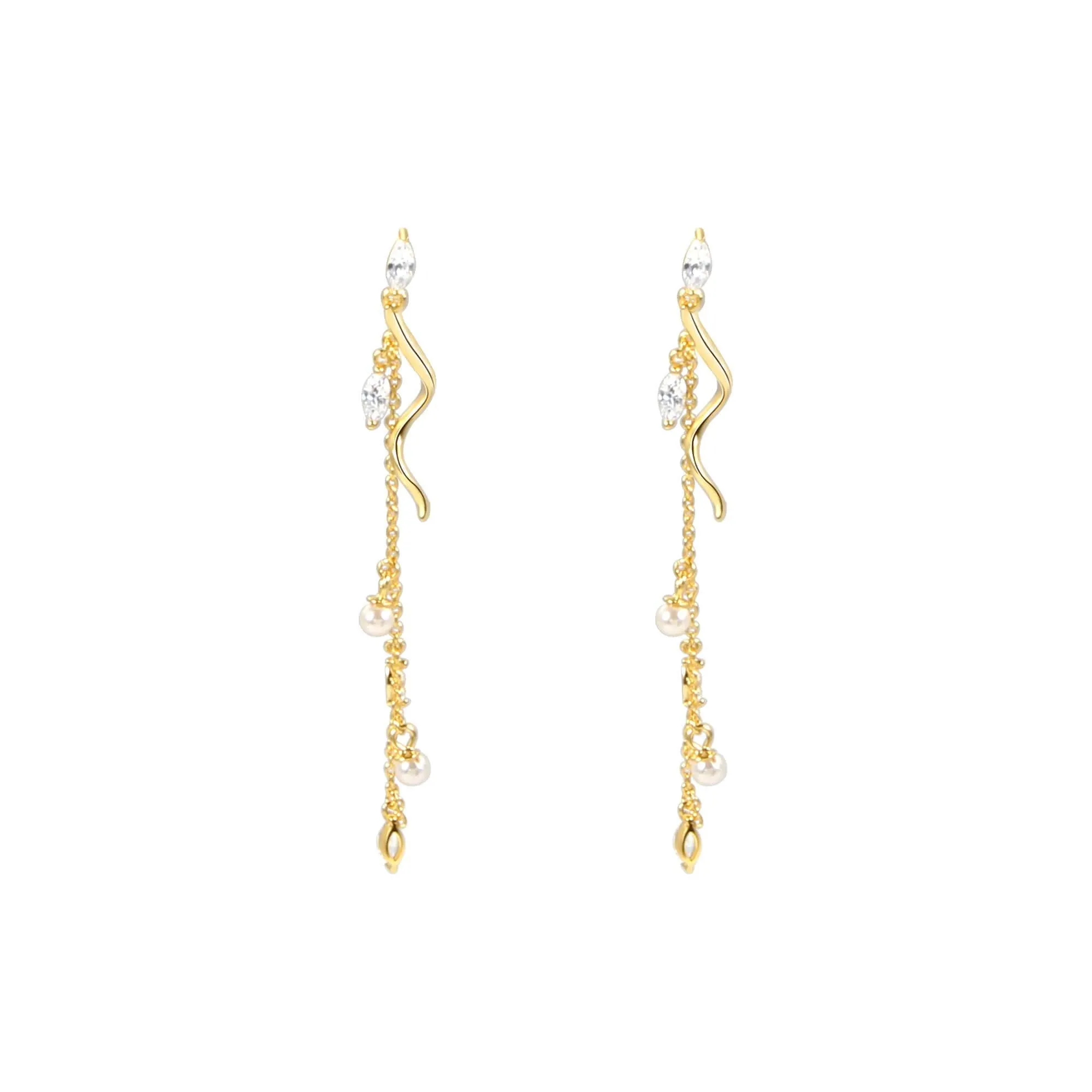 Leaf Tassel Pearl Drop Earrings Nature's Grace Collection