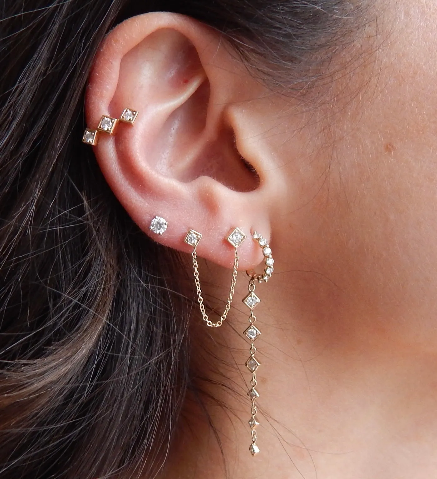 Lex Diamond Huggy Diamond Drop Earrings