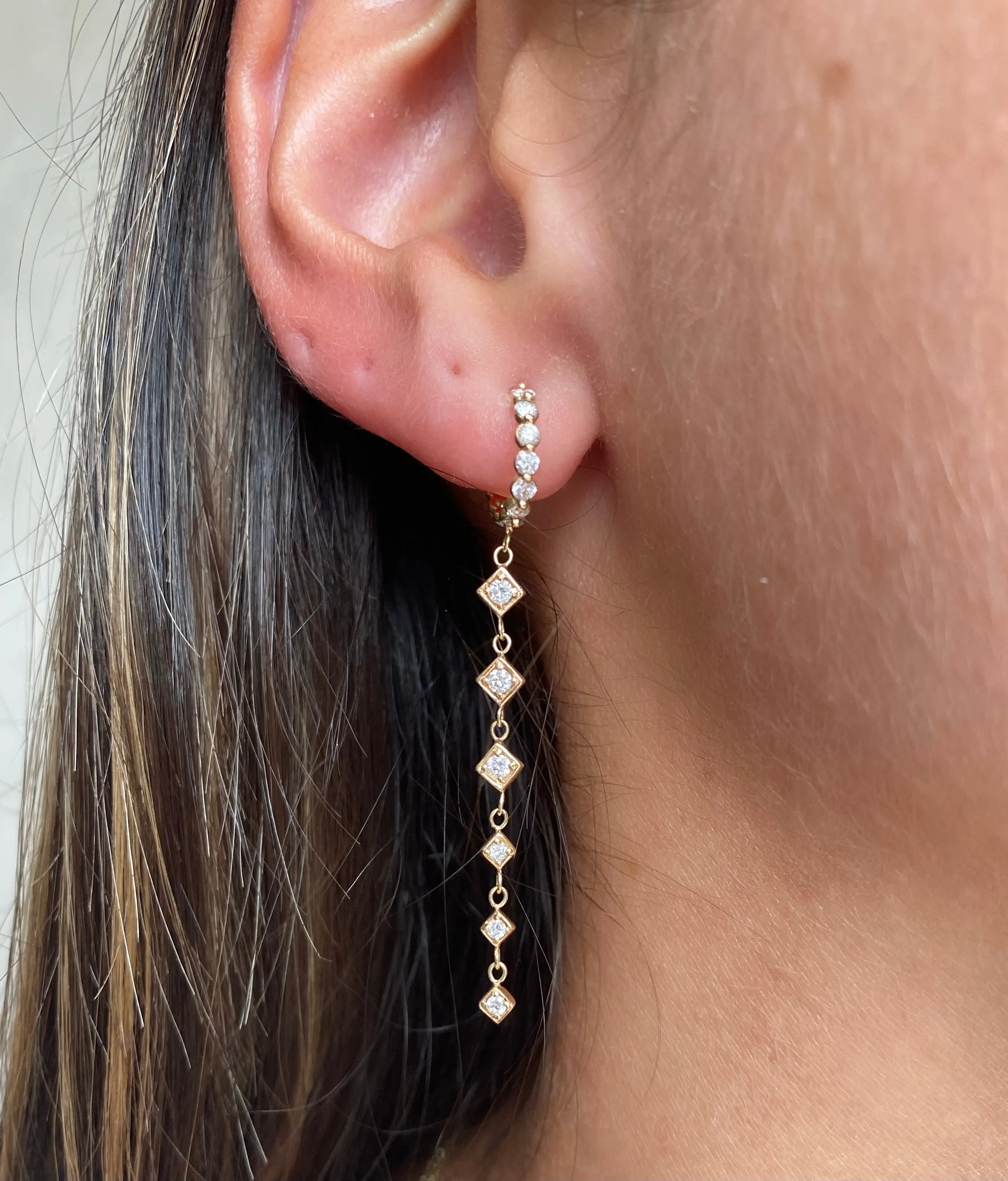 Lex Diamond Huggy Diamond Drop Earrings