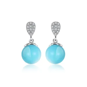 Light Blue Pearl & Cubic Zirconia Silver-Plated Drop Earrings