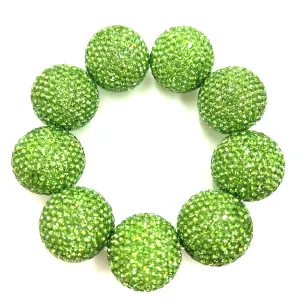 Lime Green Crystal Sphere Stretch Statement Bracelet