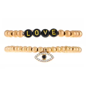 Love X Evil Eye Beaded Bracelet Set
