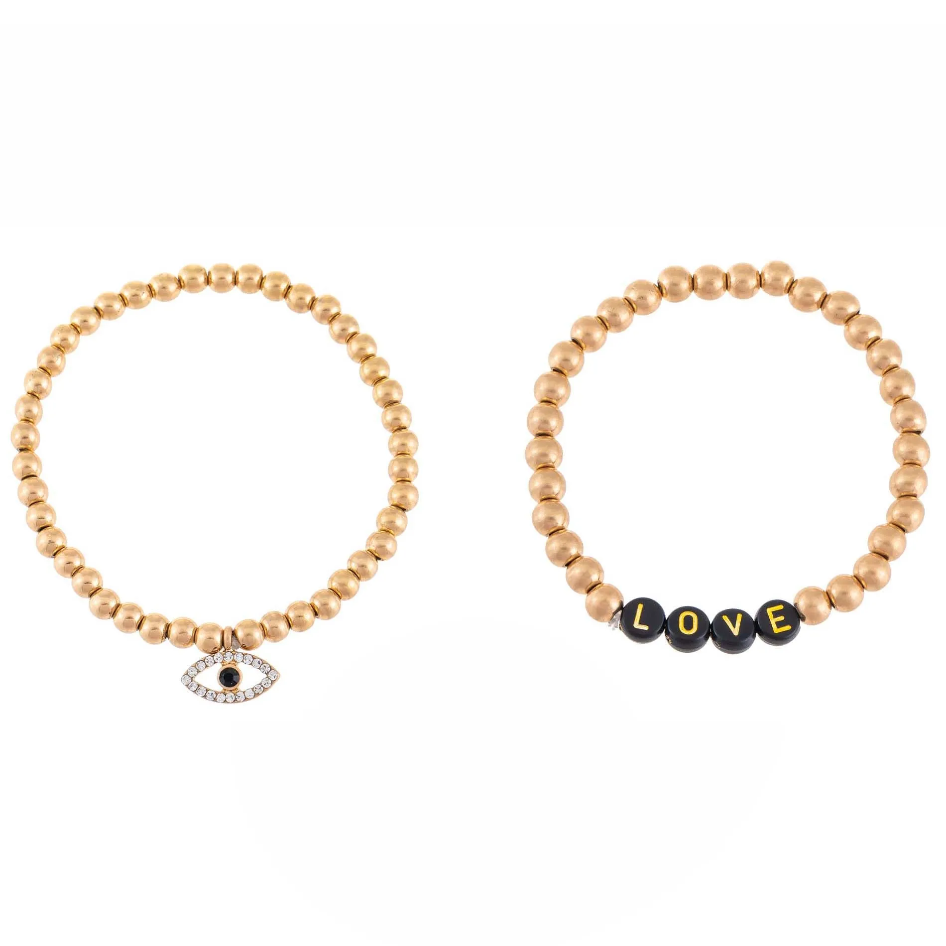 Love X Evil Eye Beaded Bracelet Set
