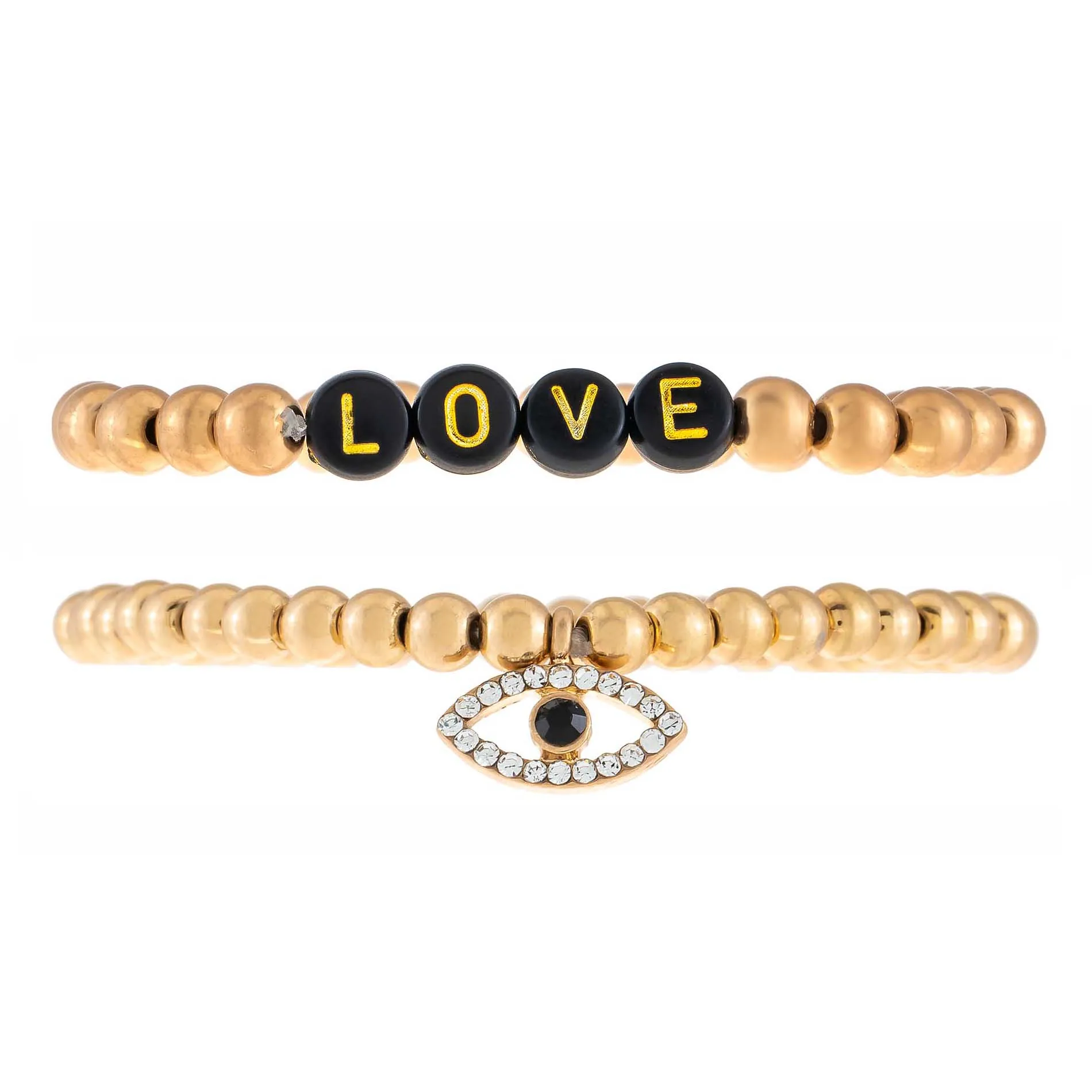Love X Evil Eye Beaded Bracelet Set
