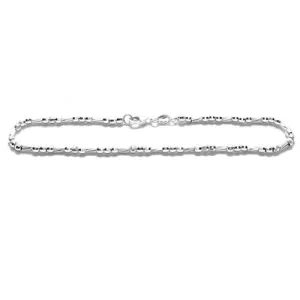 Lovely Sterling Silver Faceted Round and Bar Beads Anklet. Available in 3 Lengths.