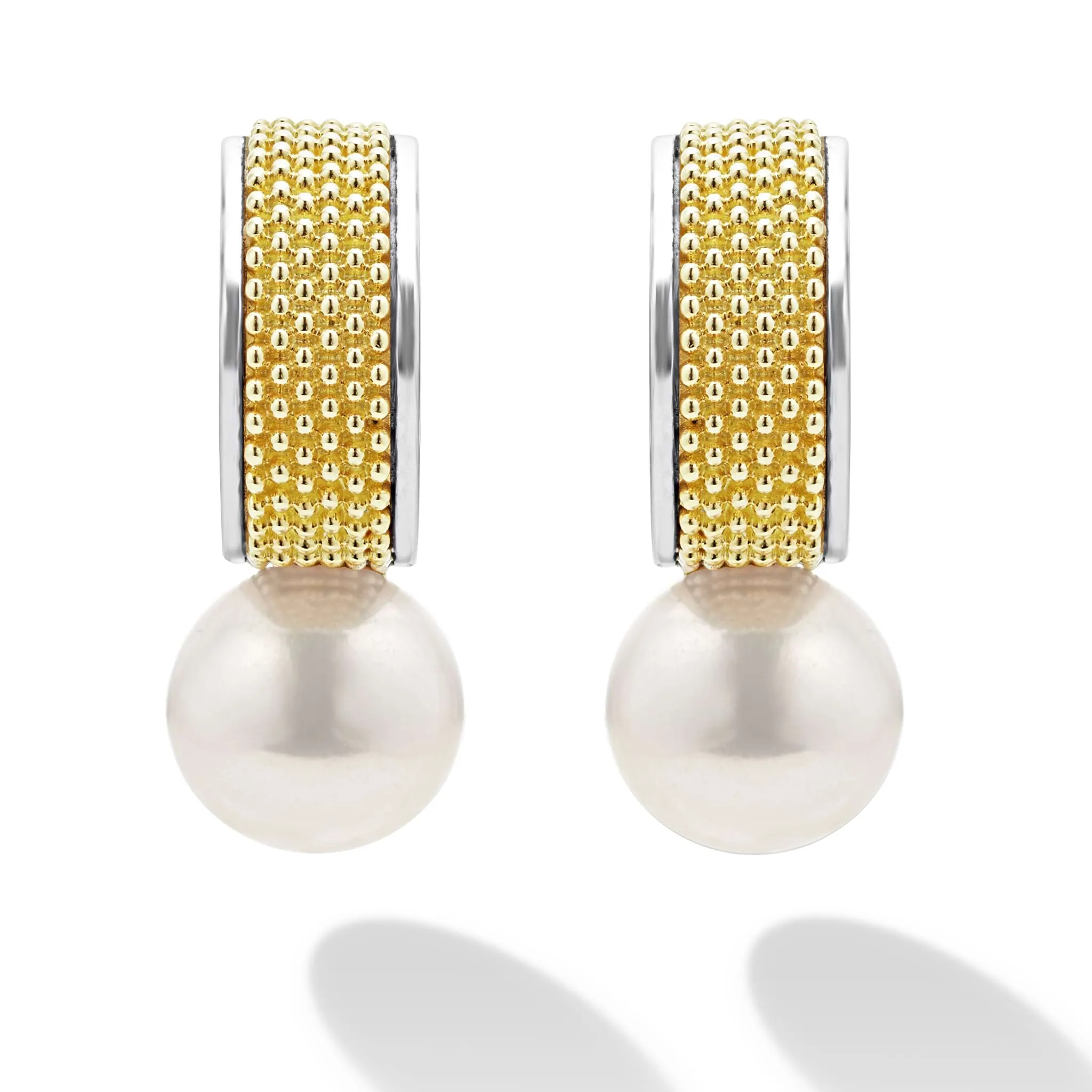 Luna Two-Tone Pearl Hoop Earrings