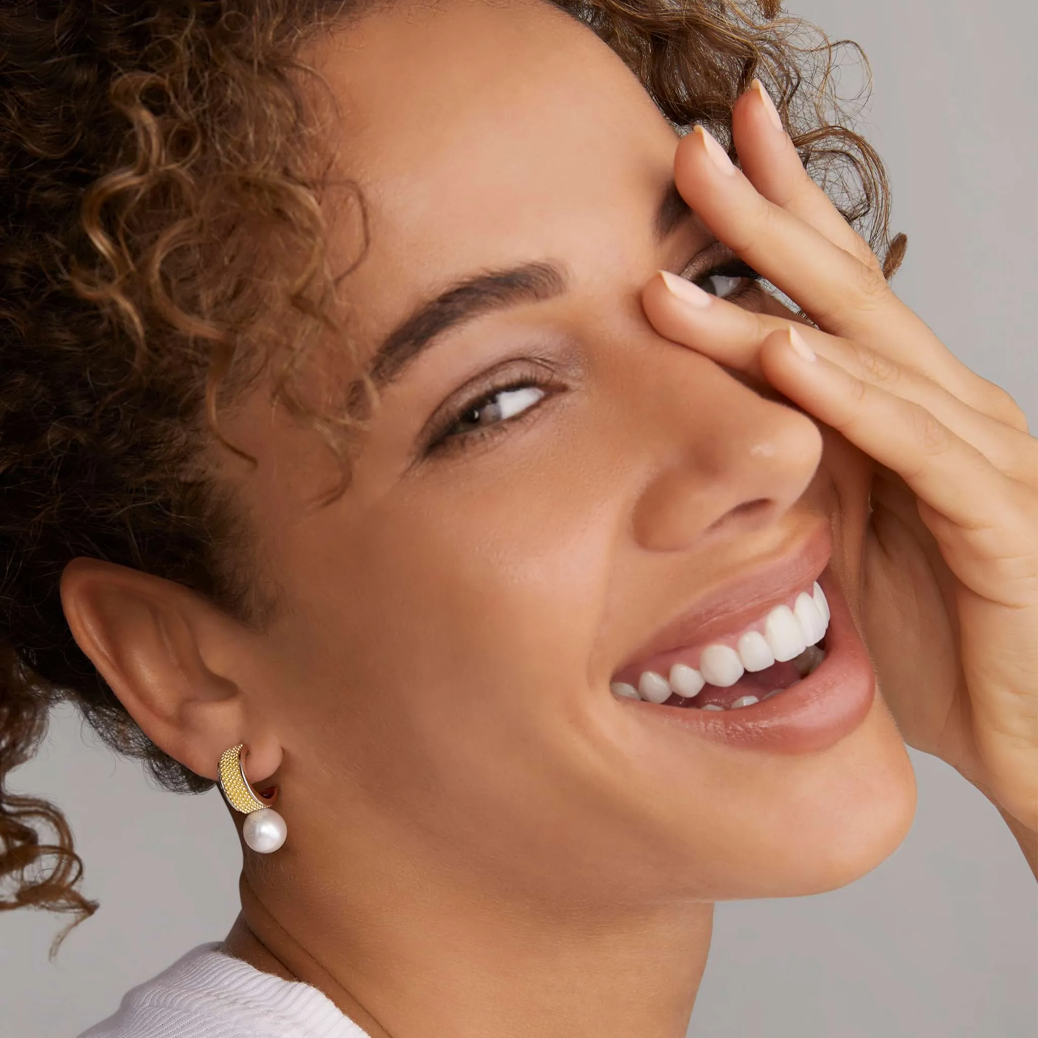 Luna Two-Tone Pearl Hoop Earrings