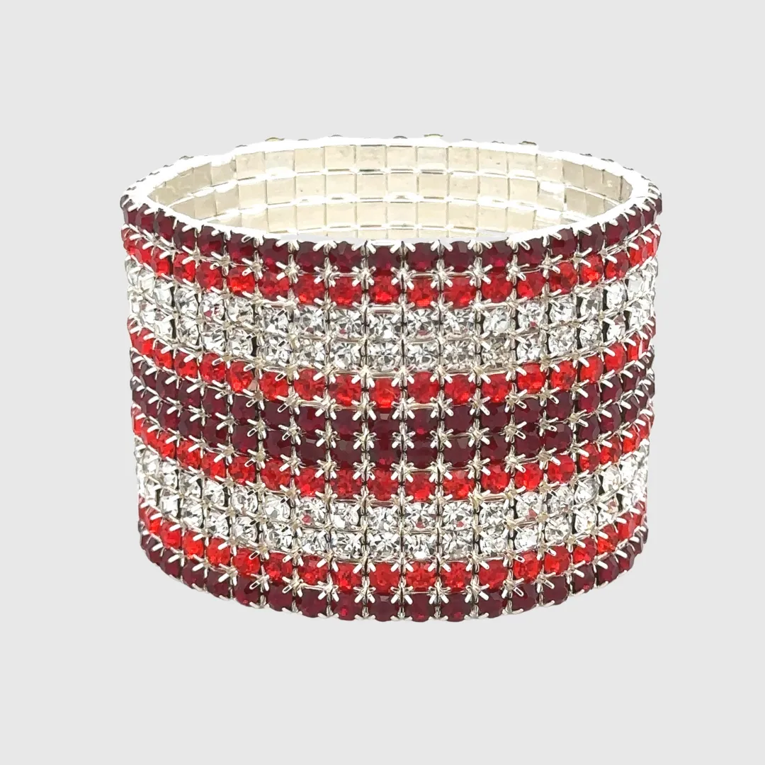 MADISON - clear ruby 12 row stretch bracelet