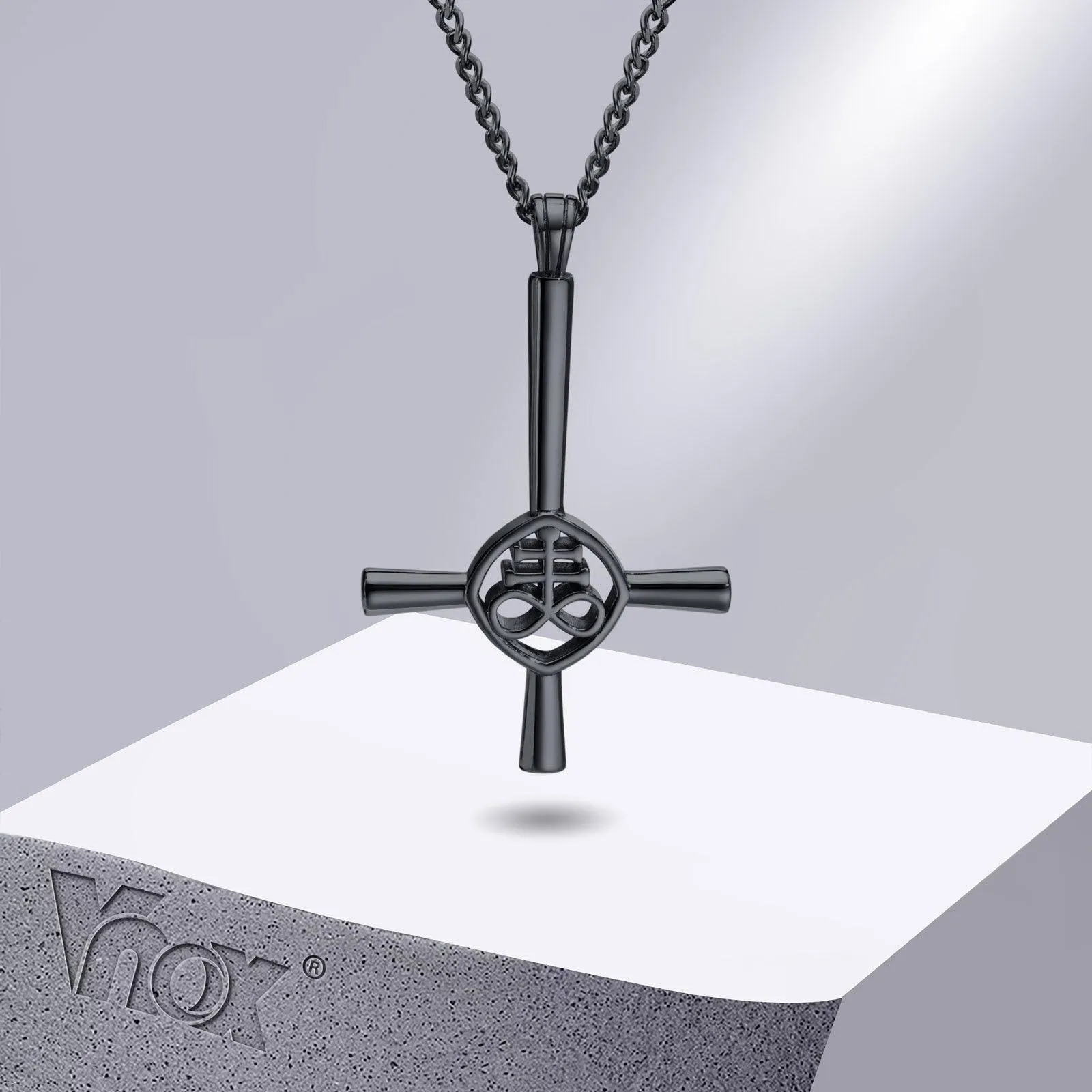 Make a Bold Statement with Stainless Steel Church of Satan Necklaces Cross Lucifer Pendant Collar