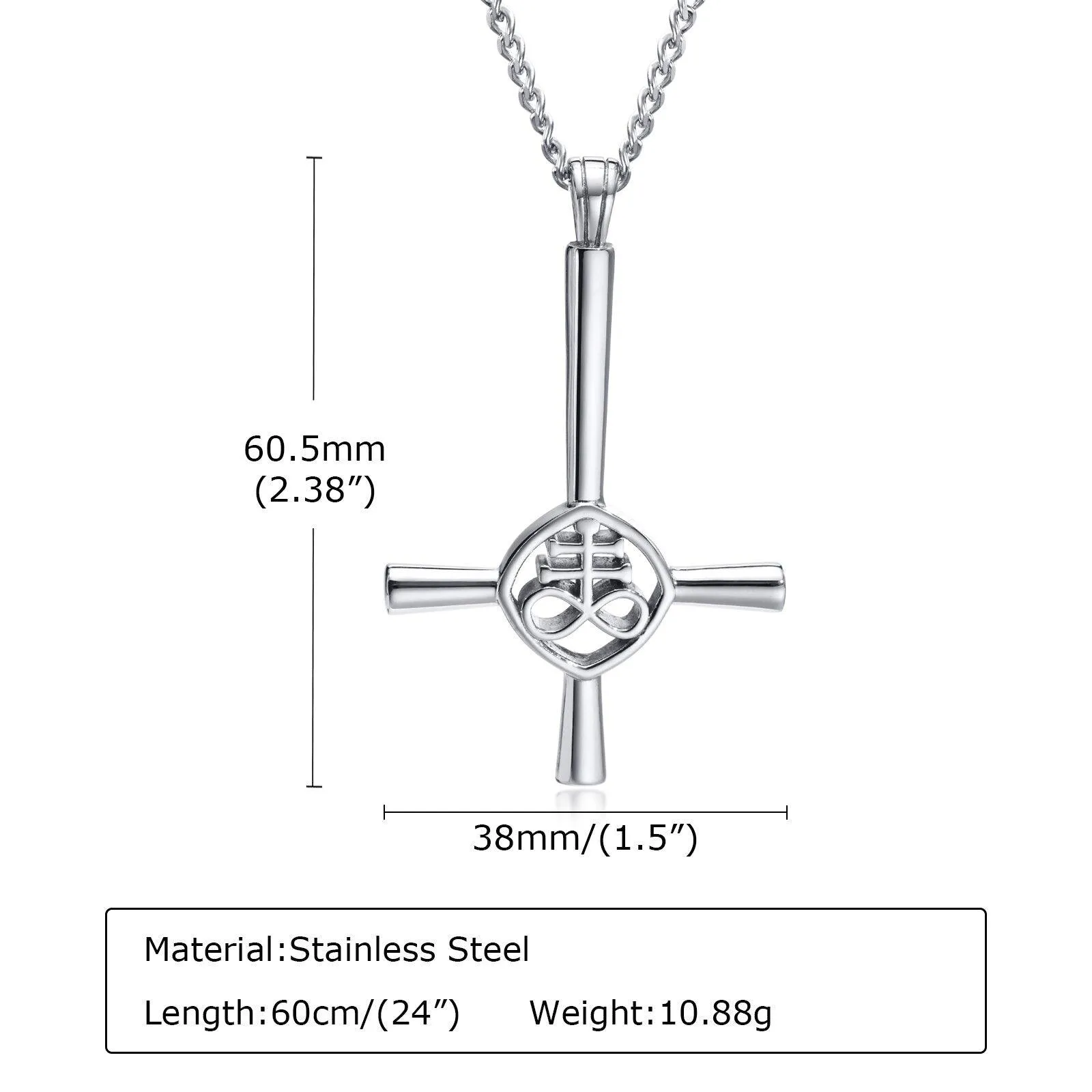 Make a Bold Statement with Stainless Steel Church of Satan Necklaces Cross Lucifer Pendant Collar