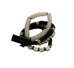 Mama & Mini Matching Bracelets - Black Tubluar Beaded Set