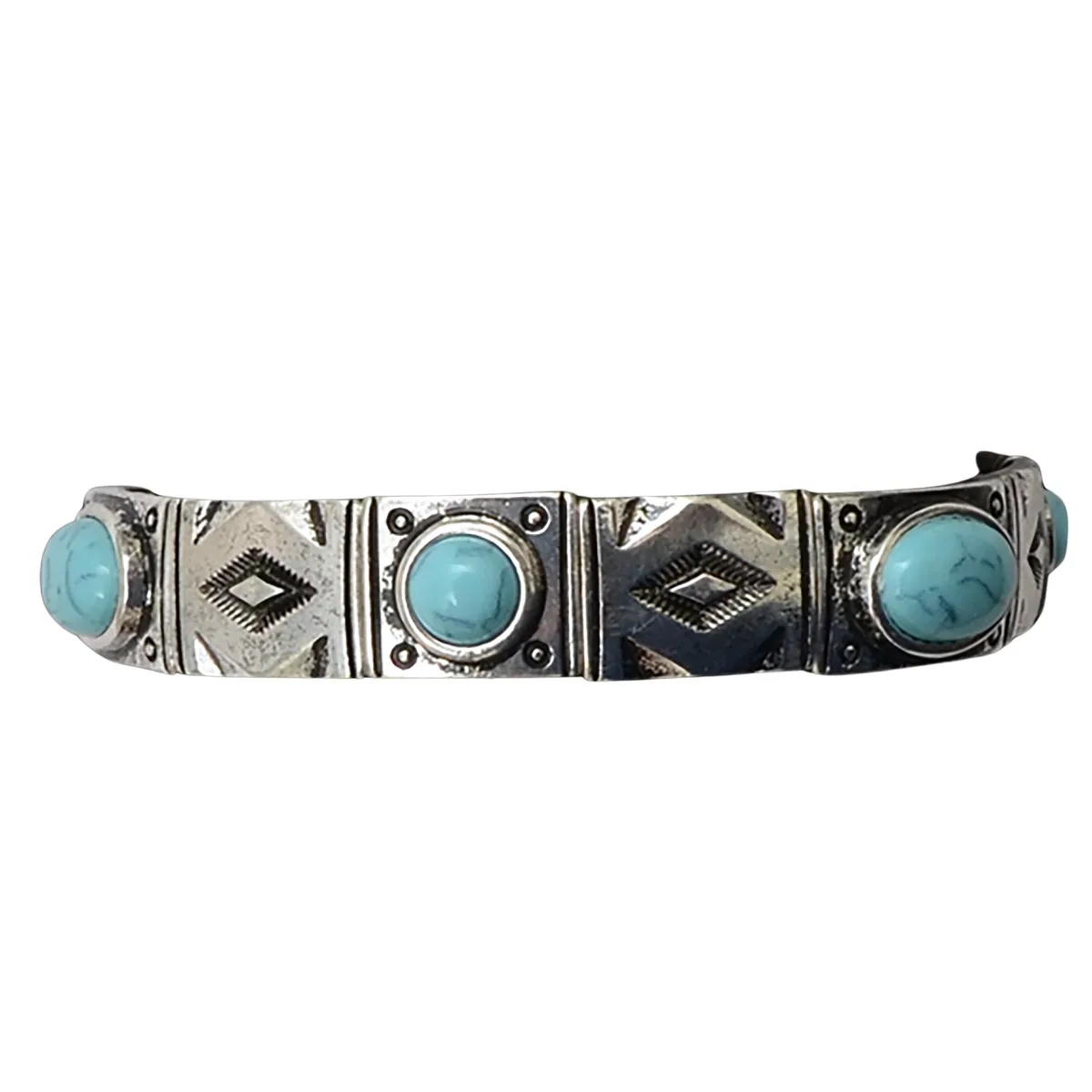 M&F Western Antique Silver Aztec Stamped Stretch Bracelet