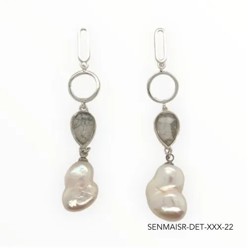 Maria Pearl Earrings | Silver