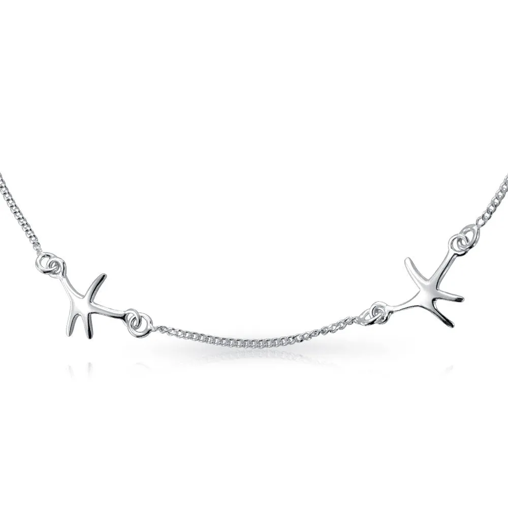 Marine Life Starfish Anklet Bracelet Sterling Silver 9 Inch Beach Vacation Charm