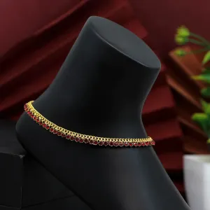 Maroon Color Rhinestone Anklets (1Pair)