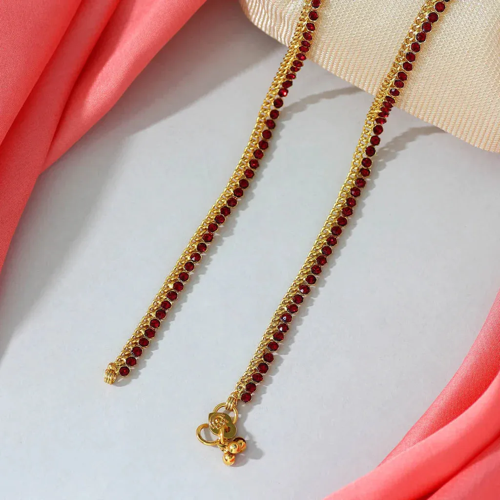 Maroon Color Rhinestone Anklets (1Pair)