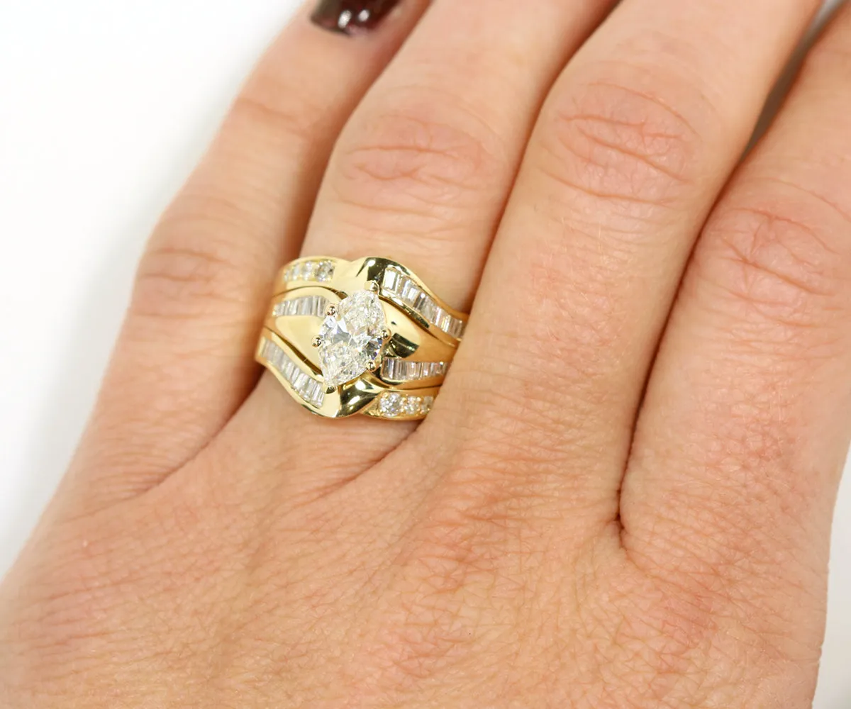 Marquise Baguette Diamond Wedding Ring Restoration