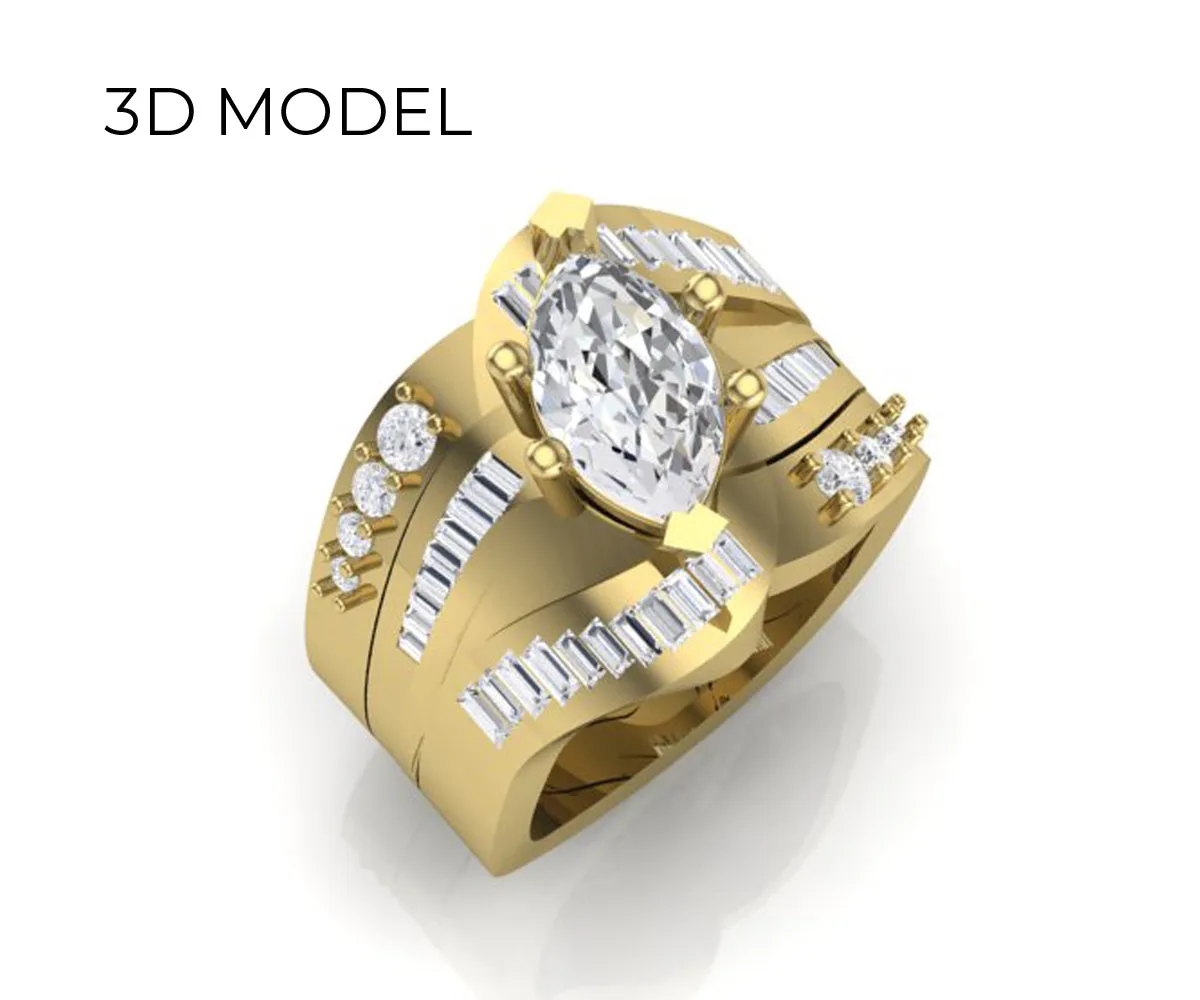 Marquise Baguette Diamond Wedding Ring Restoration