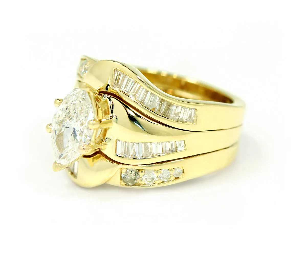 Marquise Baguette Diamond Wedding Ring Restoration