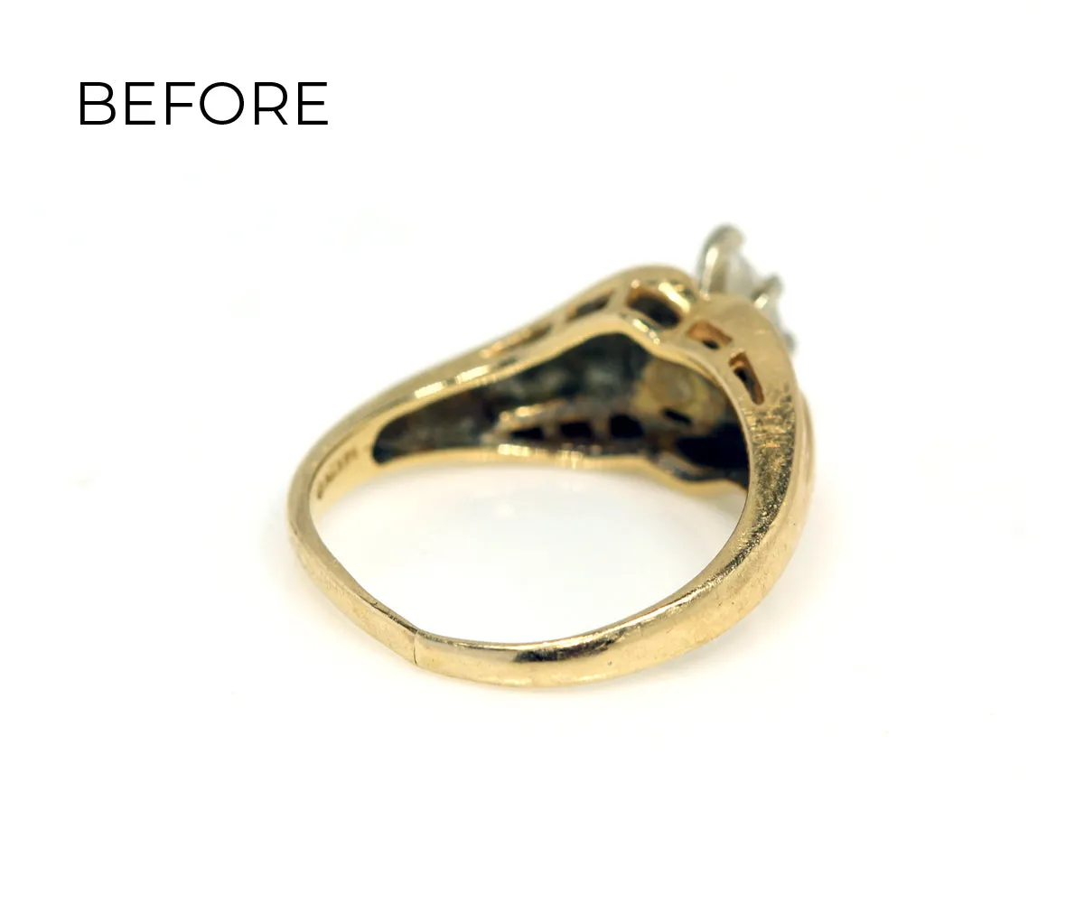 Marquise Baguette Diamond Wedding Ring Restoration