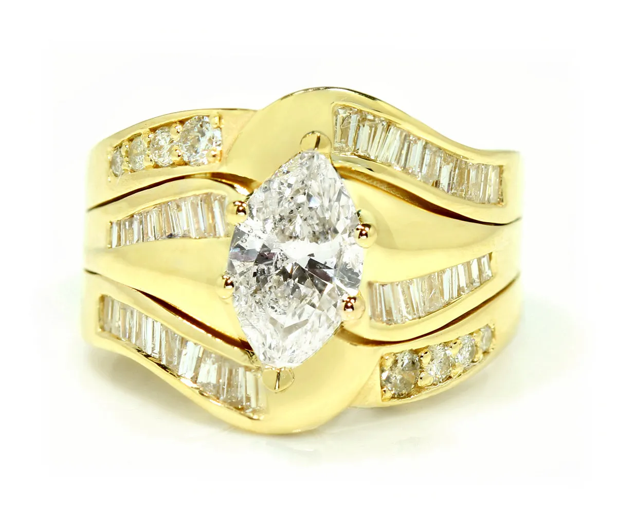 Marquise Baguette Diamond Wedding Ring Restoration
