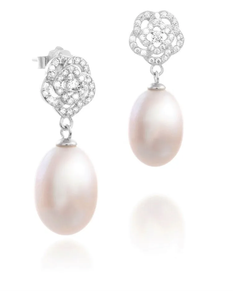 Masterpiece Collection AAA Pearl Camelia Crystal Short Drop Earrings – Maestro Hennessy ®