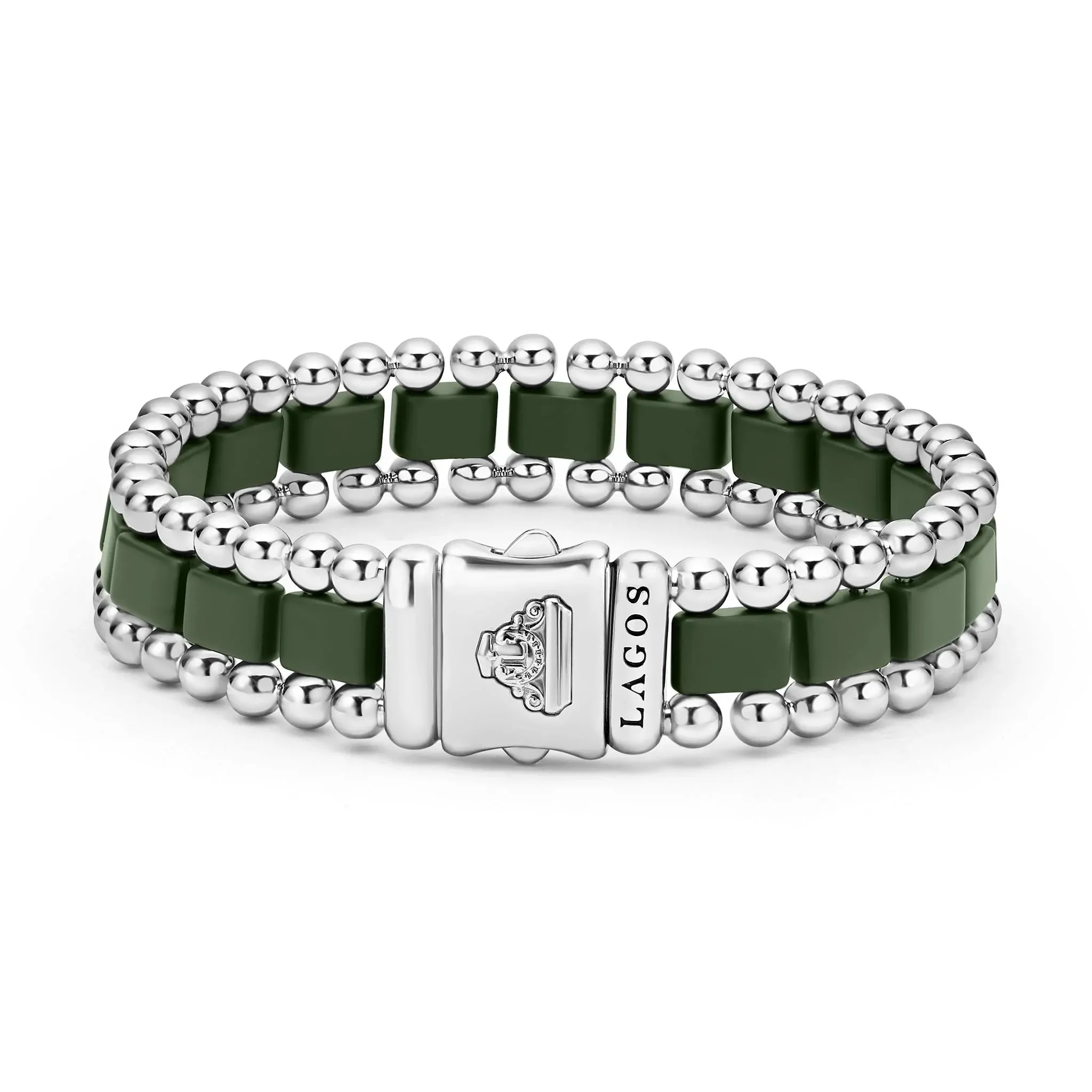 Matte Hunter Green Ceramic Link Bracelet | 15mm