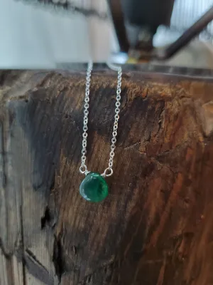 May Birthstone Sterling Silver Necklace (Emerald)