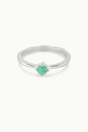 May Emerald Silver Birthstone Ring