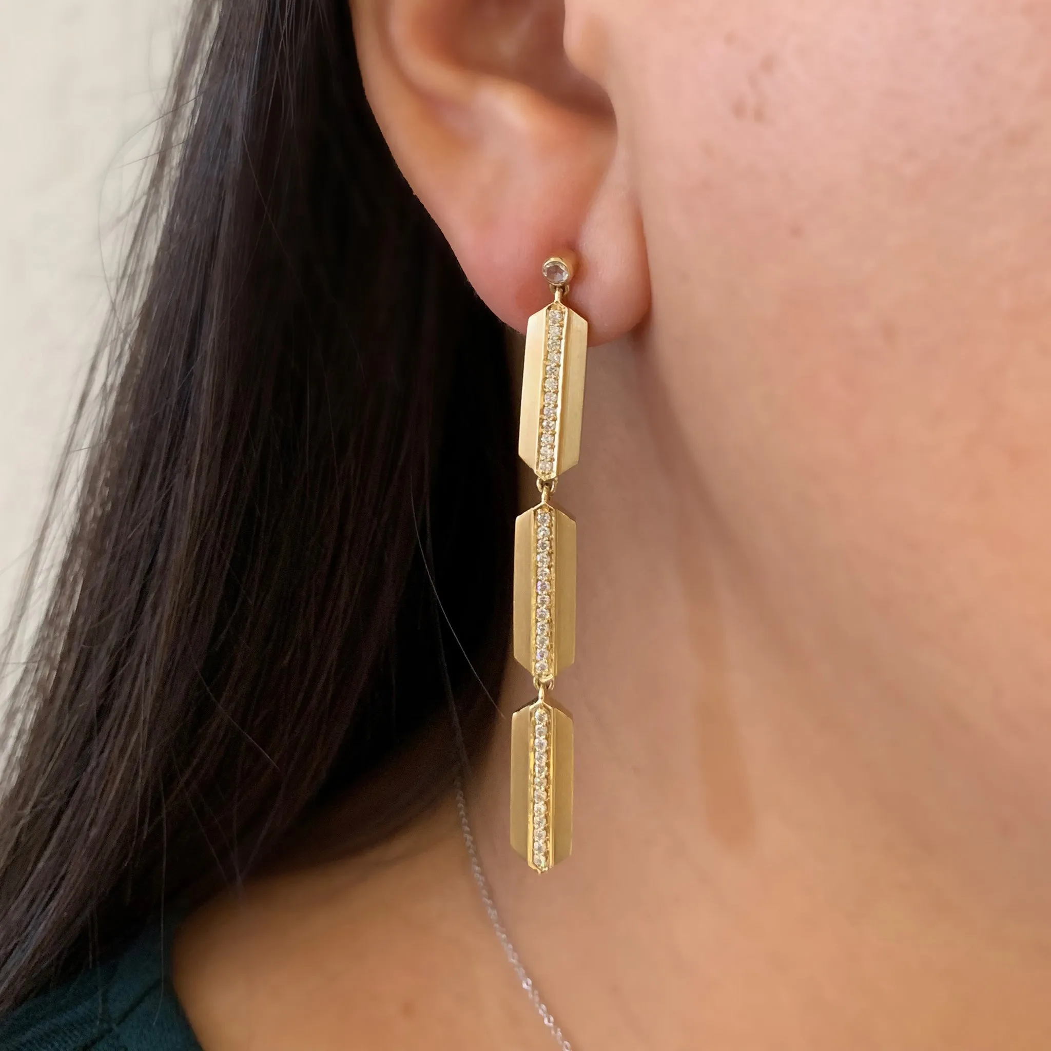 Maya White Diamond Drop Earrings