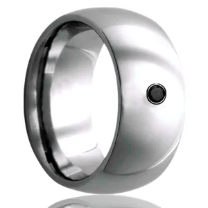 Men's Dome Tungsten Black Diamond Ring