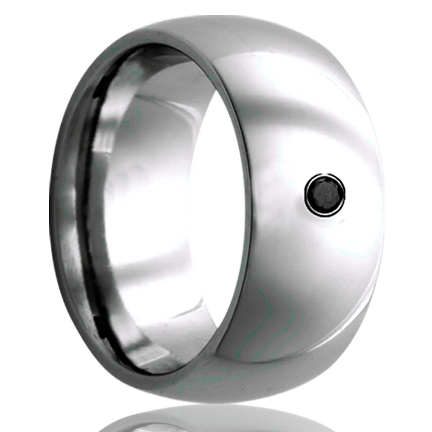 Men's Dome Tungsten Black Diamond Ring